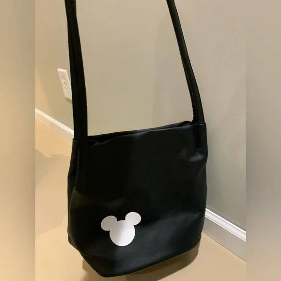 Black Tote Bag with White Mickey Mouse Design EUC - Picture 3 of 9